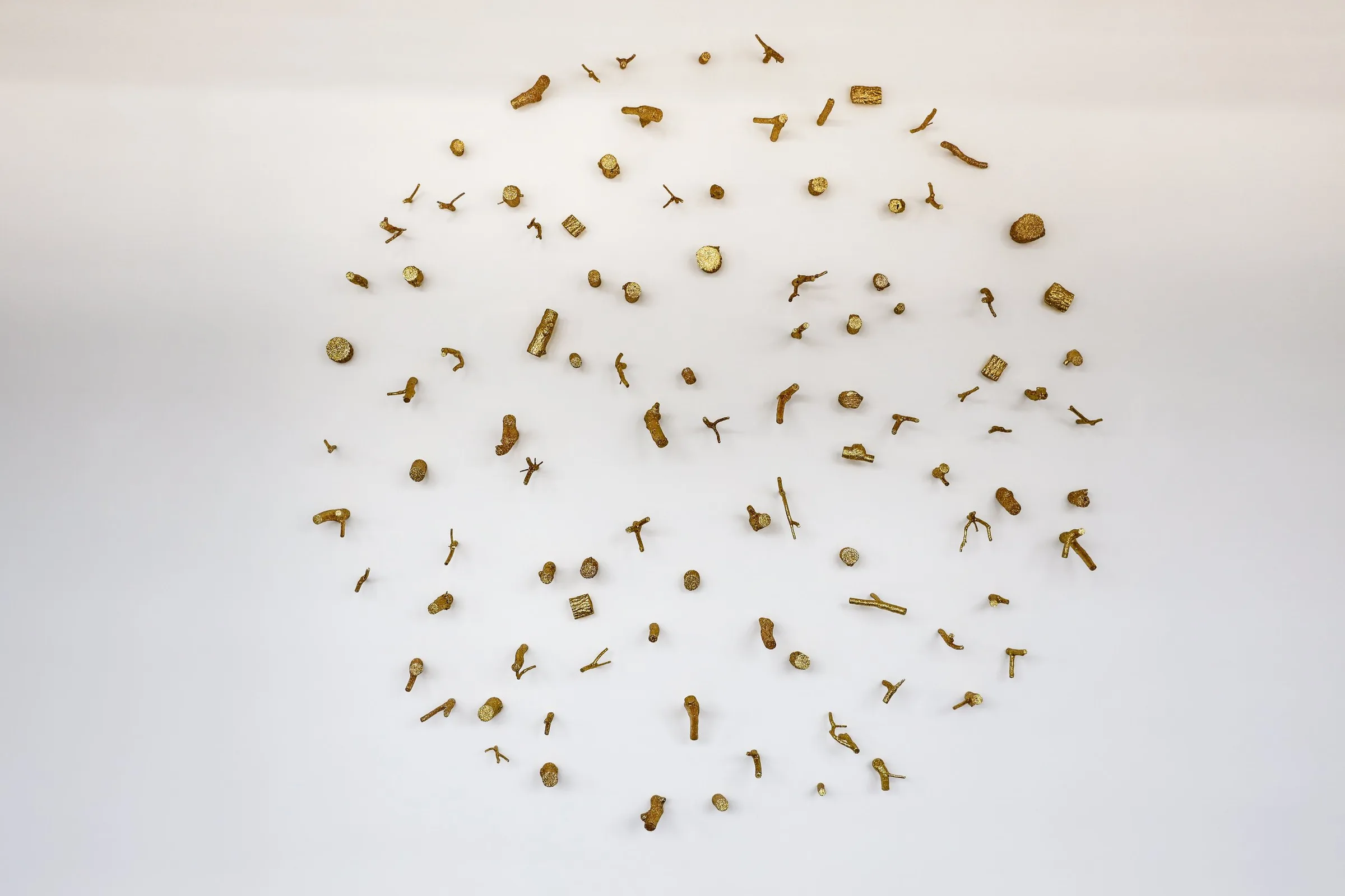 All That Glitters is Not Gold — glittered buckthorn wall installation at Echo Arts